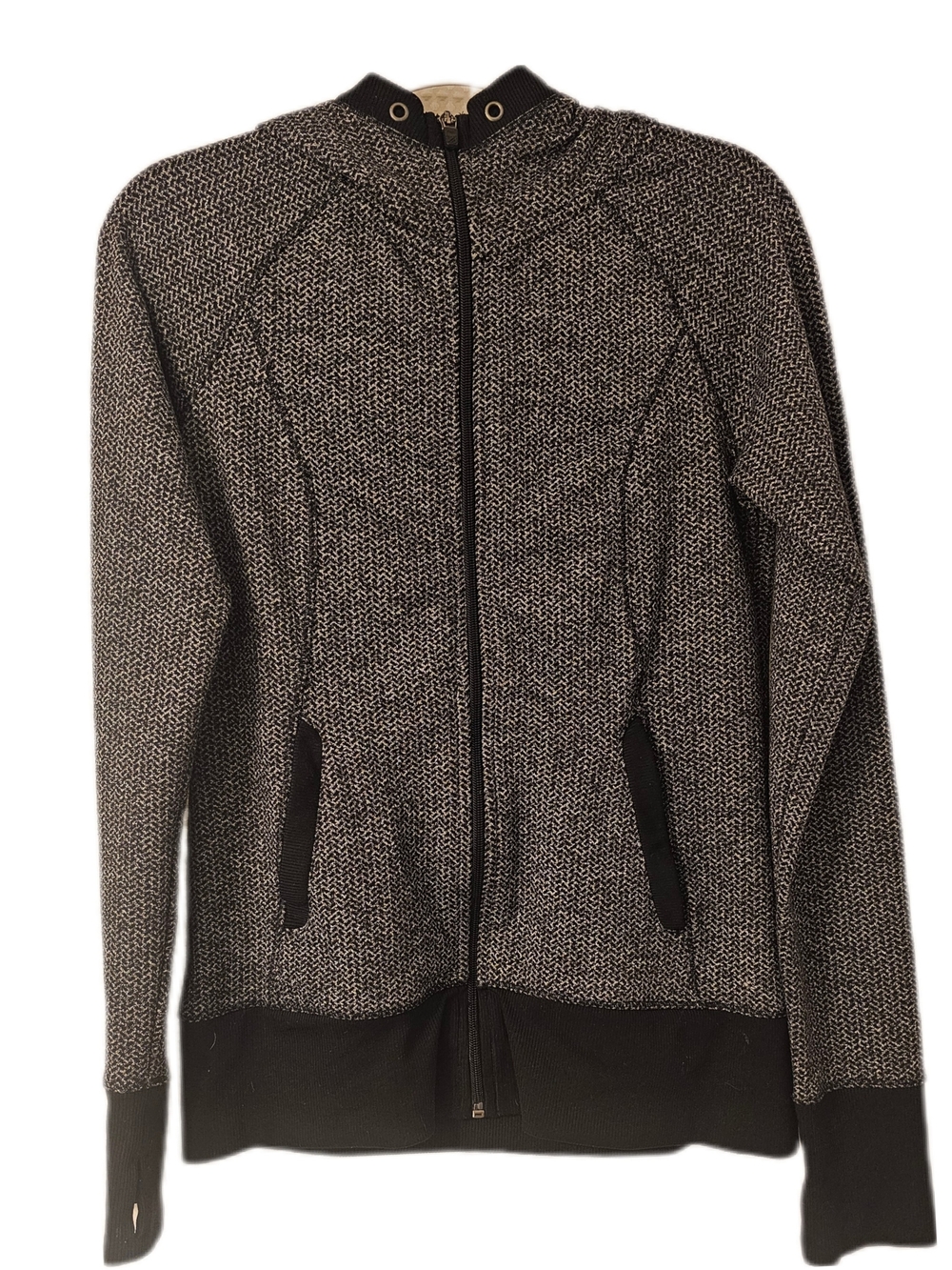 5/$50 Eddie Bauer Black & White Textured Zip Hoodie